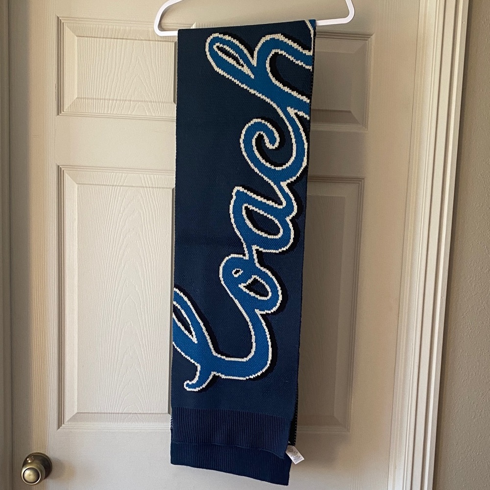 Coach Navy and White Logo Scarf.  New. Box12